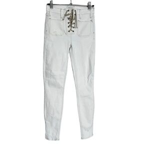 McGuire White Lace Up Jeans 24 Slightly Distressed